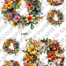 Rýžový papír A4 pro tvoření - Květinové věnečky - KB657