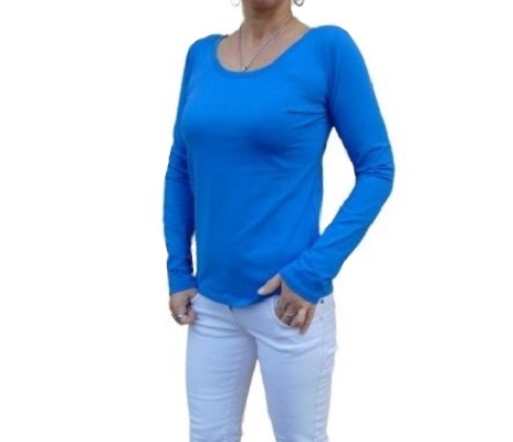 Tričko s dlouhým rukávem - barva modrá (bavlna)