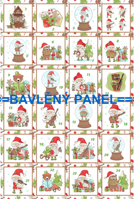 BAVLNĚNÝ PANEL / I NA ADVENTNÍ KALENDÁŘ/ 40X60 cm  AKN135