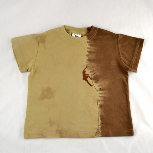 Béžovo-hnědé dětské tričko s horolezcem (6 let)