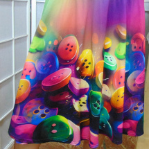Půlkolová sukně s vysokým pasem - barevné knoflíky (bavlna)