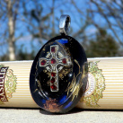 Orgonitový Amulet * Keltský kříž s granátky* OBJ