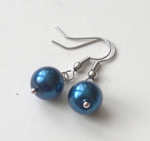 Modré perlové náušnice