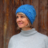 Pletená čepice - modrá s jemným třpytem