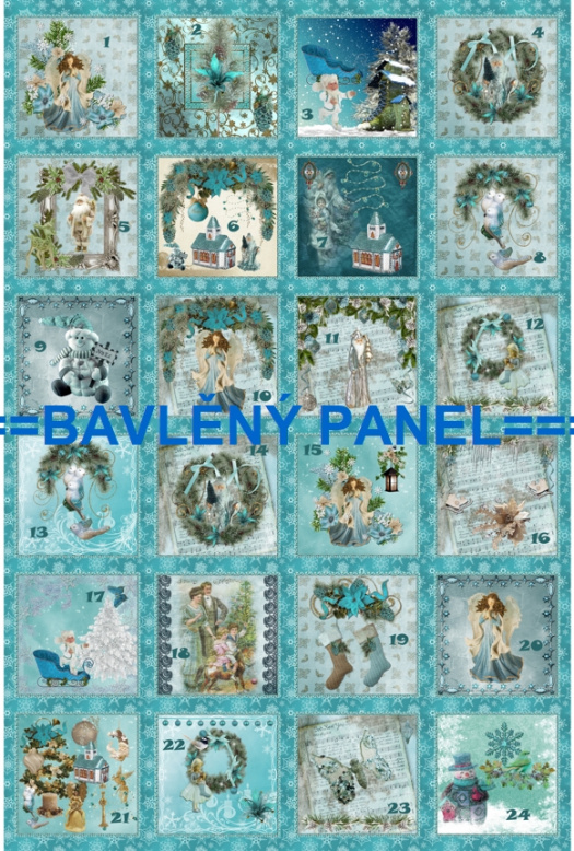 BAVLNĚNÝ PANEL / NA ADVENTNÍ KALENDÁŘ/ 40X60 cm  AKN189