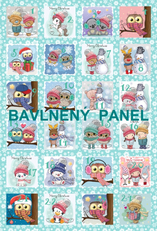 BAVLNĚNÝ PANEL / I NA ADVENTNÍ KALENDÁŘ/ 40X60 cm  AKN37