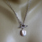 Náhrdelník -stříbrný nerezový s velkou keshi perlou