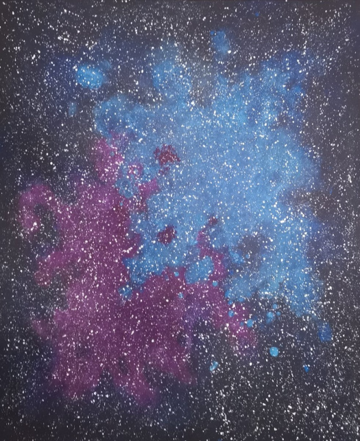 Malovaný  obraz, vesmír galaxie 
