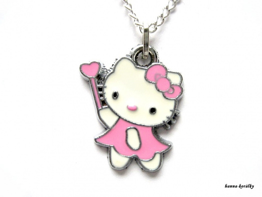 Řetízek s růžovou Hello Kitty a kouzelnou hůlkou