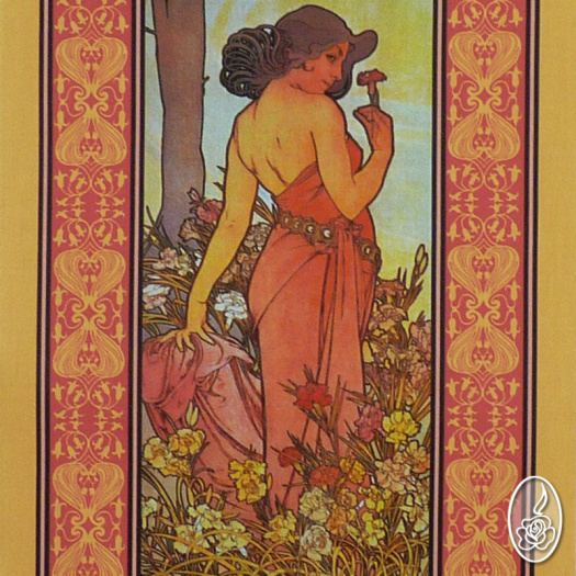 SLEVA - látkový panel Alfons Mucha - Karafiát