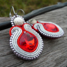 Soutache náušnice Luxury Silver&Red