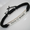 "PAPA ♥ MAMA" - černý náramek (macramé) - Unisex