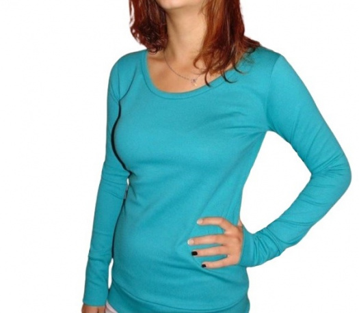 Tričko s dlouhým rukávem - barva smargdová (bavlna)