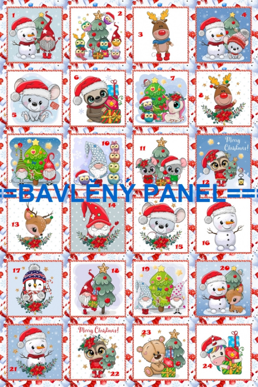 BAVLNĚNÝ PANEL / I NA ADVENTNÍ KALENDÁŘ/ 40X60 cm  AKN78