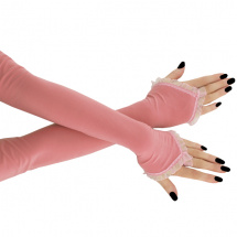 Dámské dlouhé společenské rukavice růžové 0025