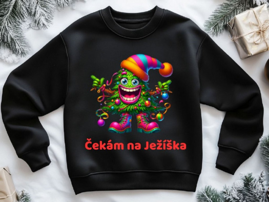 Mikina s potiskem Čekám na Ježíška