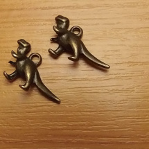 Dinosaurus -  starobronz - 22mm x 12mm - 2 kusy