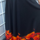 Dlouhá půlkolová sukně - oranžové vlčí máky (umělé hedvábí)