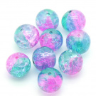 Praskané perly - 12mm, zelená/růžovofialová, 10ks